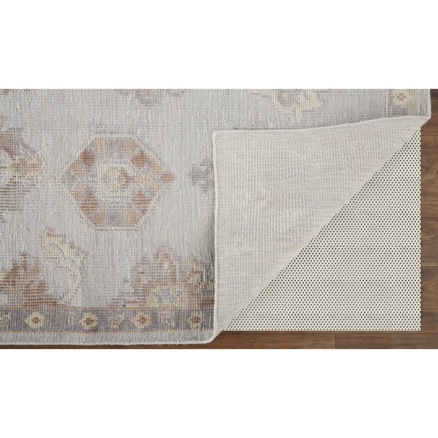 016 SI-1830383,SI-1830384,SI-1830385,SI-1830389 | Closeup | Wendover Transitional Oriental Rug - 6848F by Feizy in ivory, silver, tan. Made from pet in a unique style.