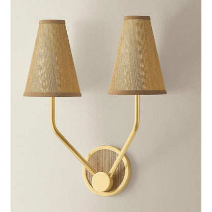 Buskirk Double Wall Sconce by Hudson Valley in aged brass. Made from unique in a transitional style.