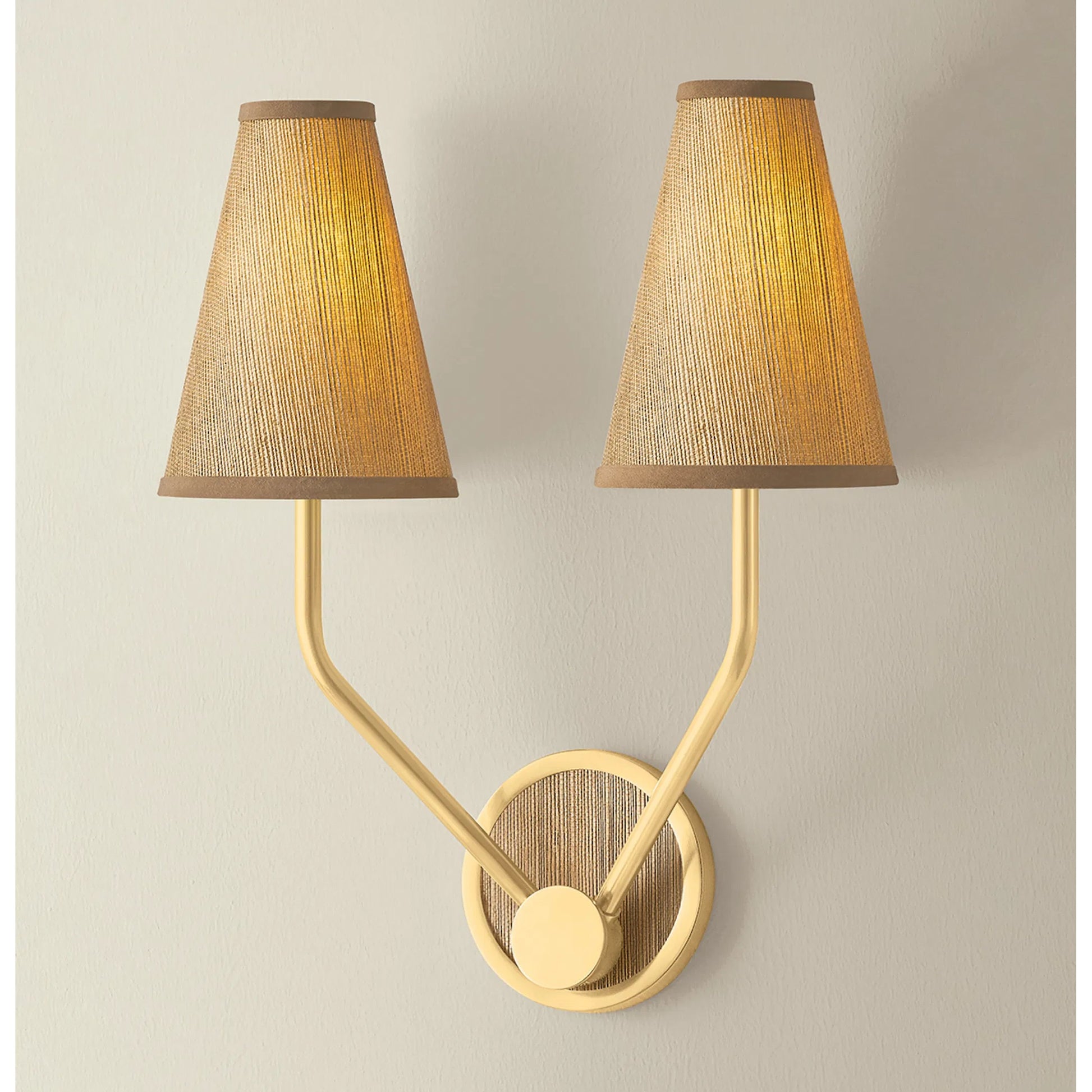 Buskirk Double Wall Sconce by Hudson Valley in aged brass. Made from unique in a transitional style.