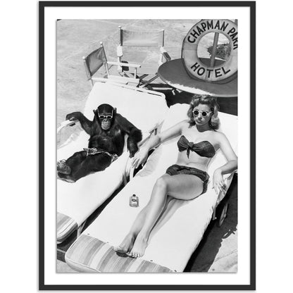 Woman Sunbathing with Chimpanzee by Getty Images by Four Hands. Made from acrylic glazing in a modern style.