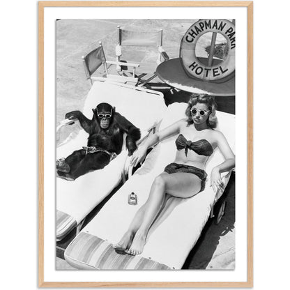 Woman Sunbathing with Chimpanzee by Getty Images by Four Hands. Made from acrylic glazing in a modern style.