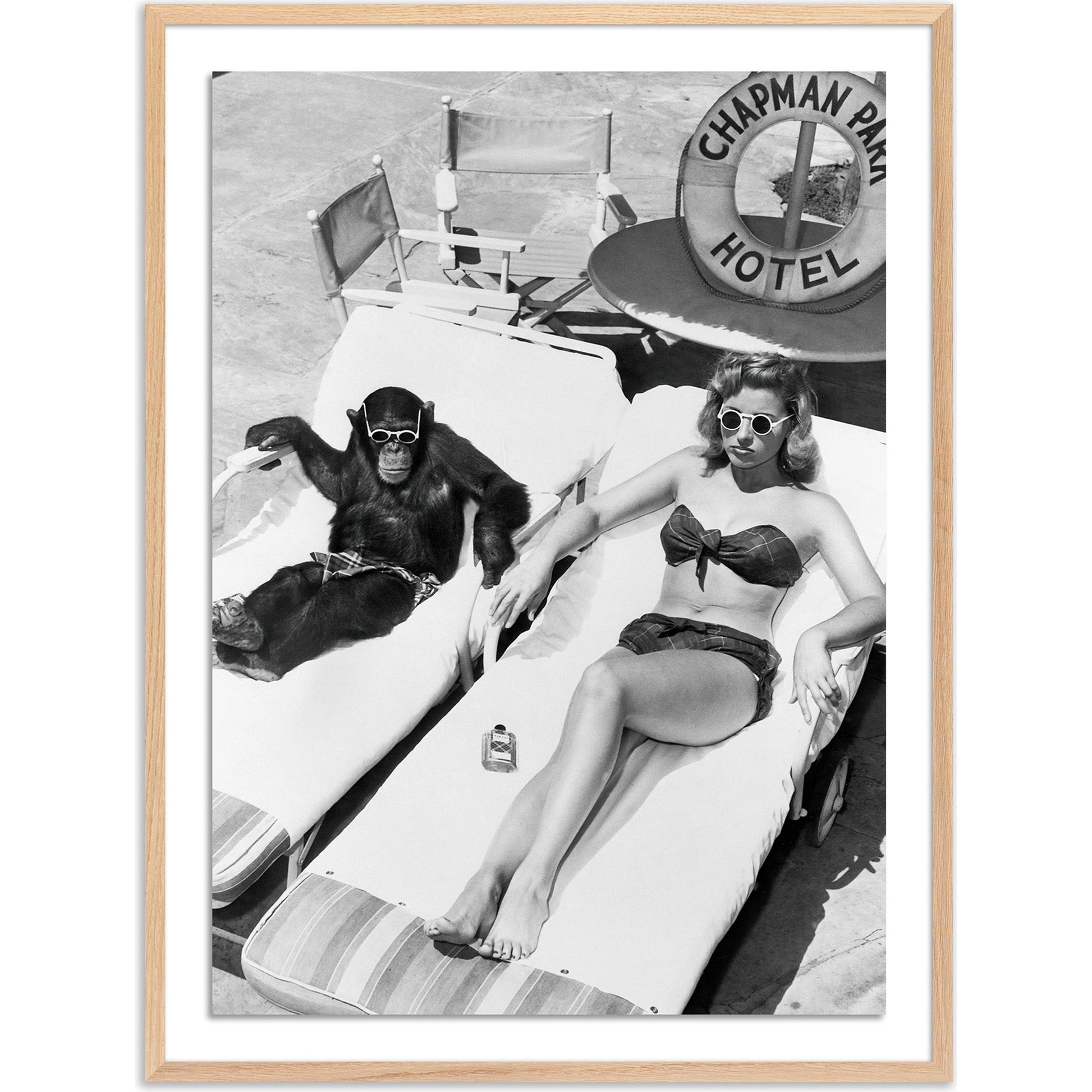 Woman Sunbathing with Chimpanzee by Getty Images by Four Hands. Made from acrylic glazing in a modern style.