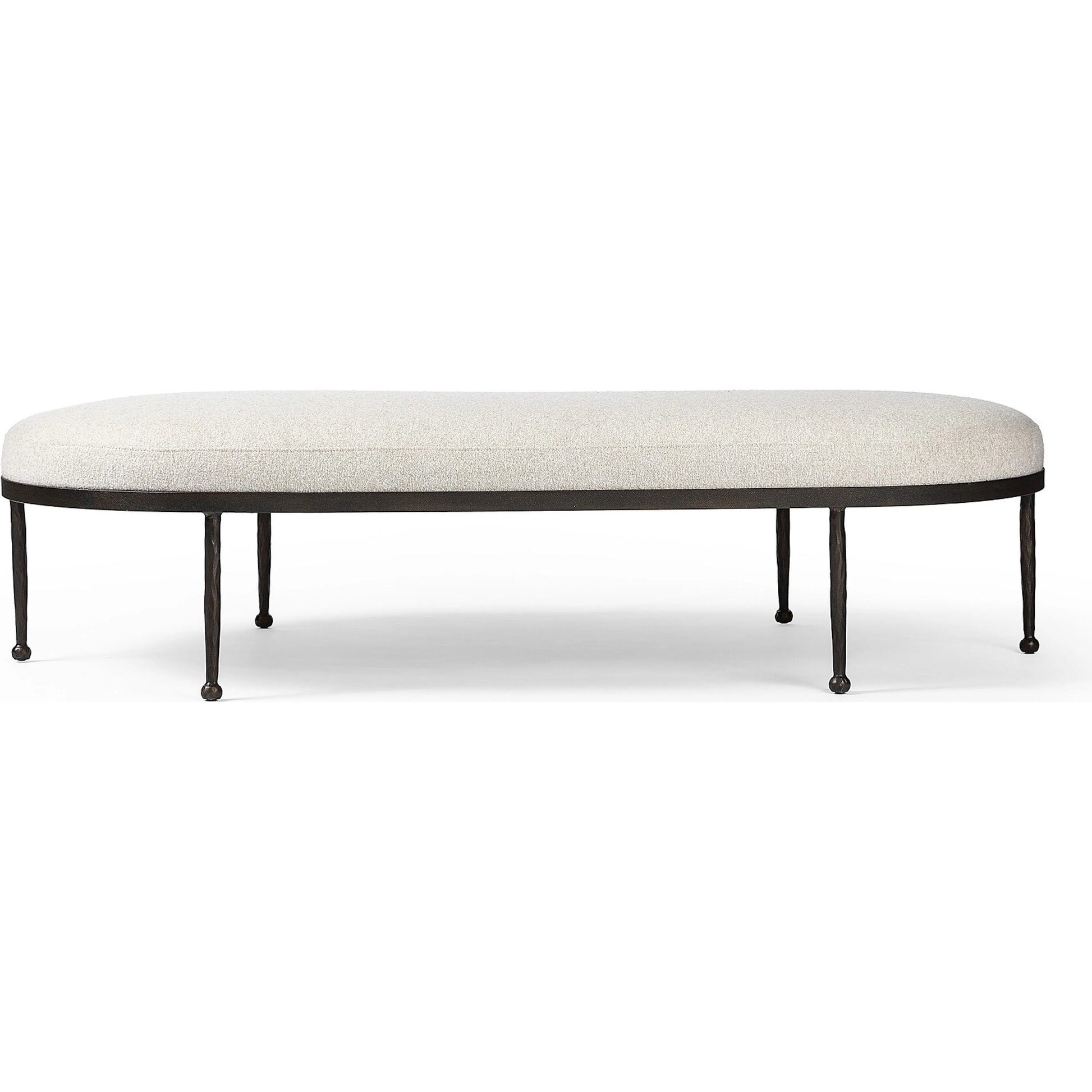 Corinne Cocktail Ottoman by Four Hands in crete pebble, hammered bronze, textured bronze. Made from 100% post consumer recycled polypropylene, iron in a unique style.