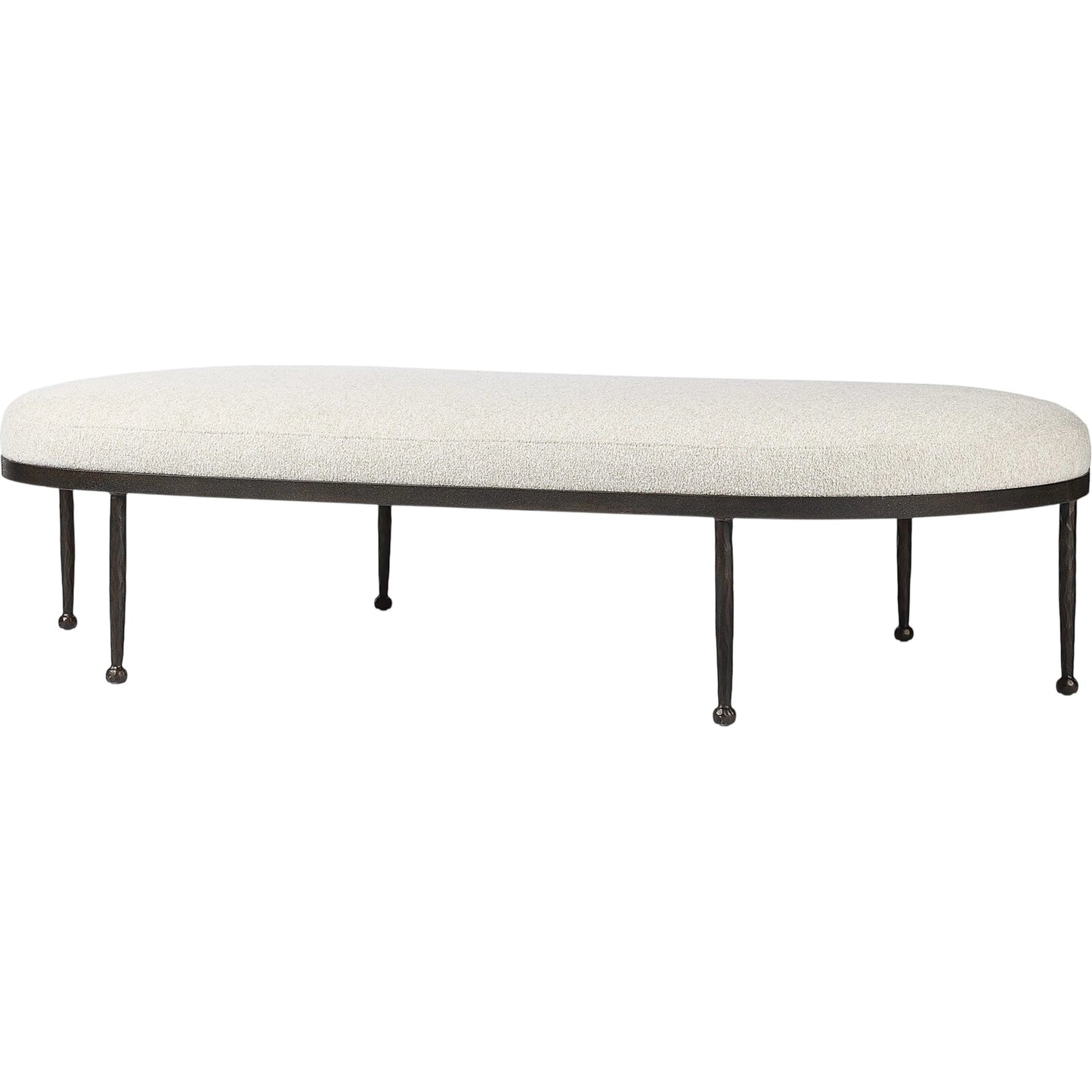 008 SI-2635285 | Primary Silo | Corinne Cocktail Ottoman by Four Hands in crete pebble, hammered bronze, textured bronze. Made from 100% post consumer recycled polypropylene, iron in a unique style.