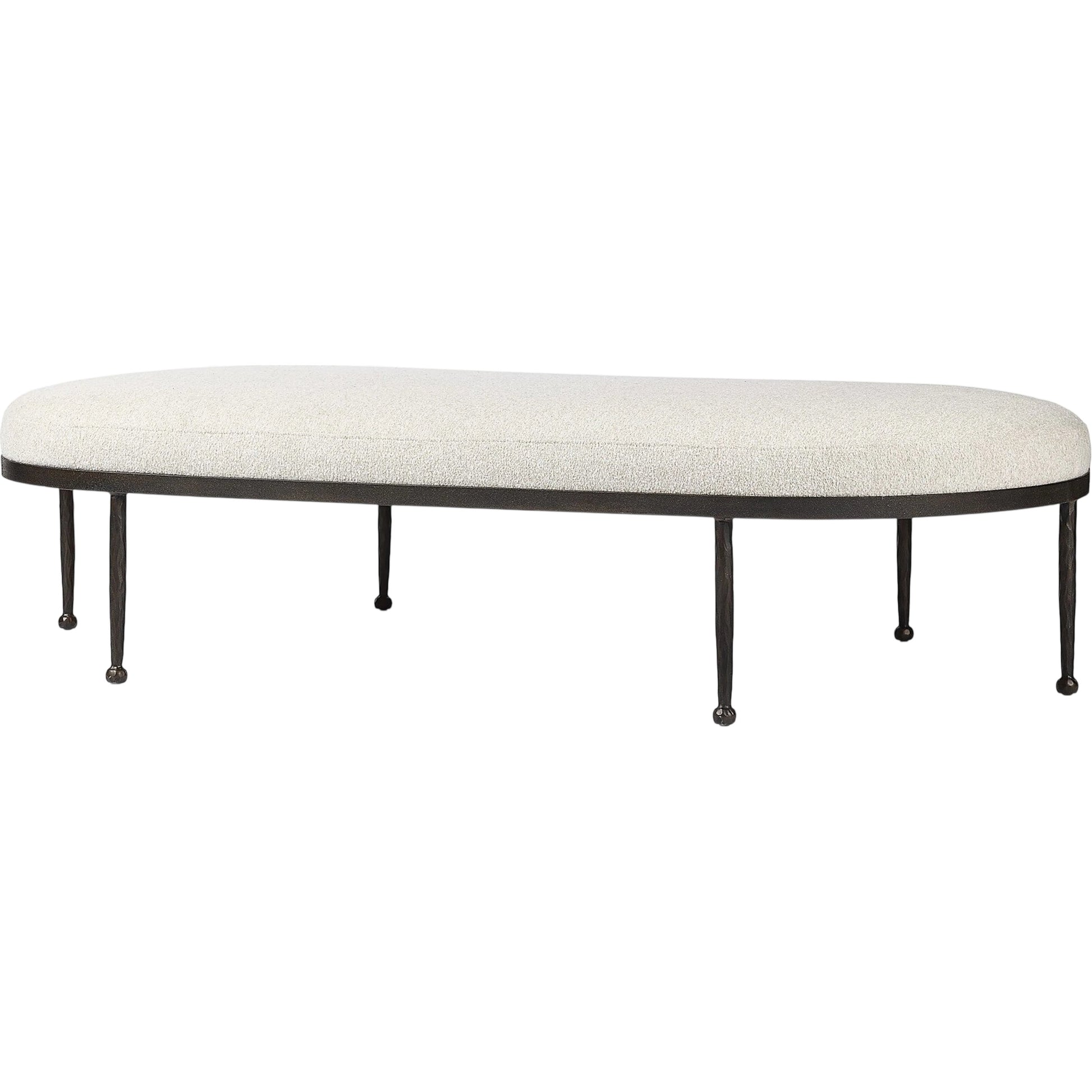 Corinne Cocktail Ottoman by Four Hands in crete pebble, hammered bronze, textured bronze. Made from 100% post consumer recycled polypropylene, iron in a unique style.