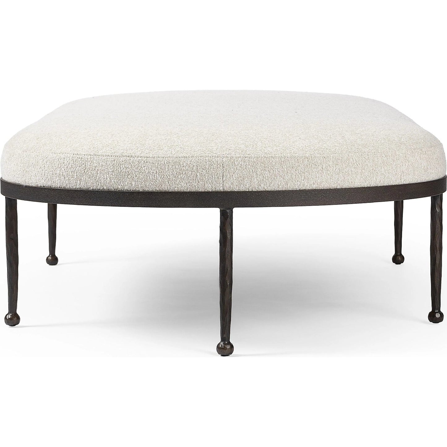 001 SI-2635285 | Additional Silo | Corinne Cocktail Ottoman by Four Hands in crete pebble, hammered bronze, textured bronze. Made from 100% post consumer recycled polypropylene, iron in a unique style.
