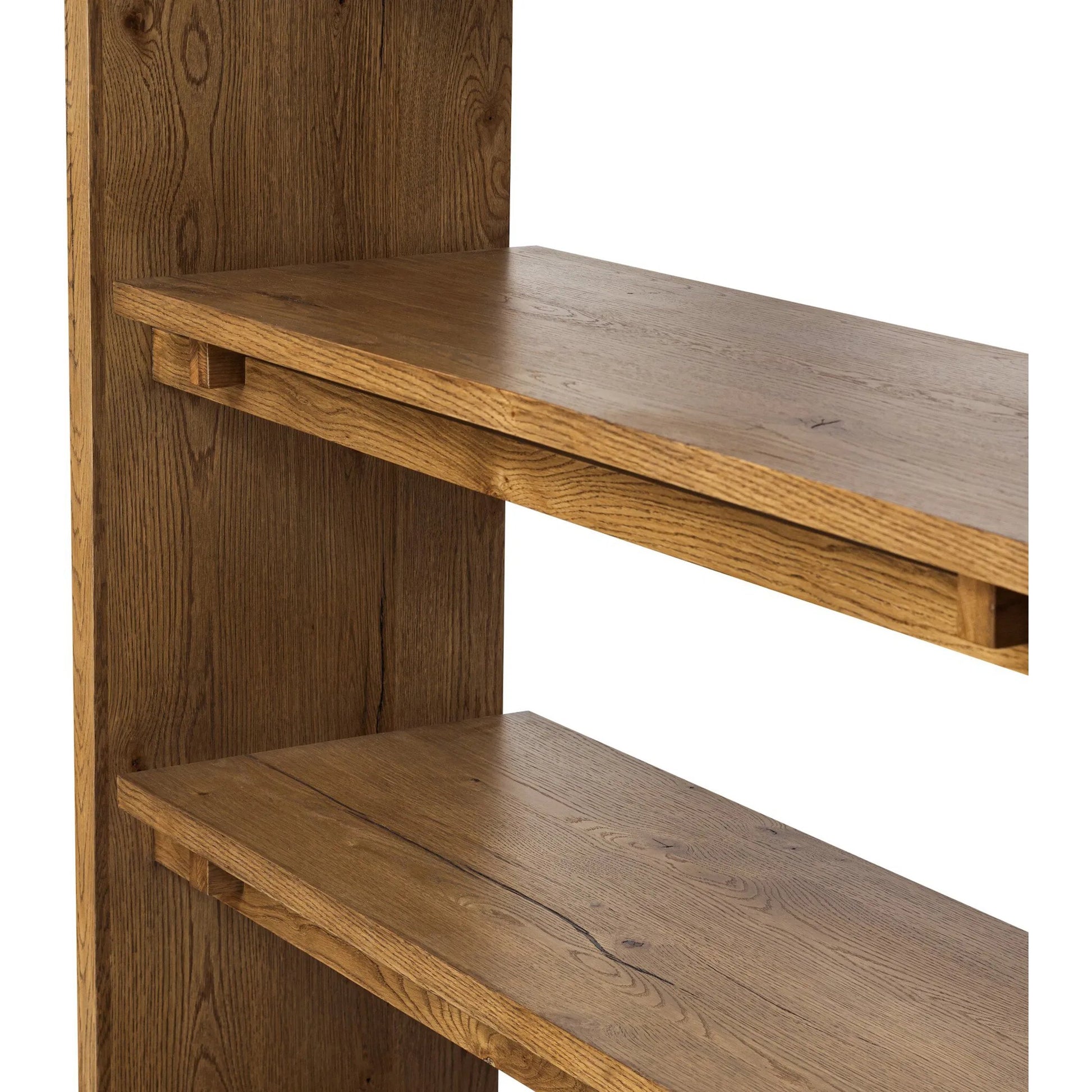 Theodore Bookcase by Four Hands in rustic amber oak veneer. Made from thick oak veneer, engineered hardwood in a transitional style.