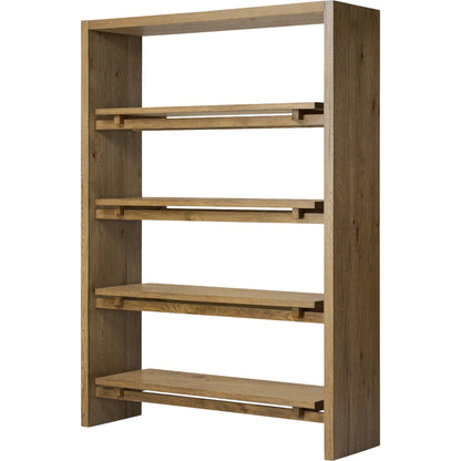 Theodore Bookcase by Four Hands in rustic amber oak veneer. Made from thick oak veneer, engineered hardwood in a transitional style.