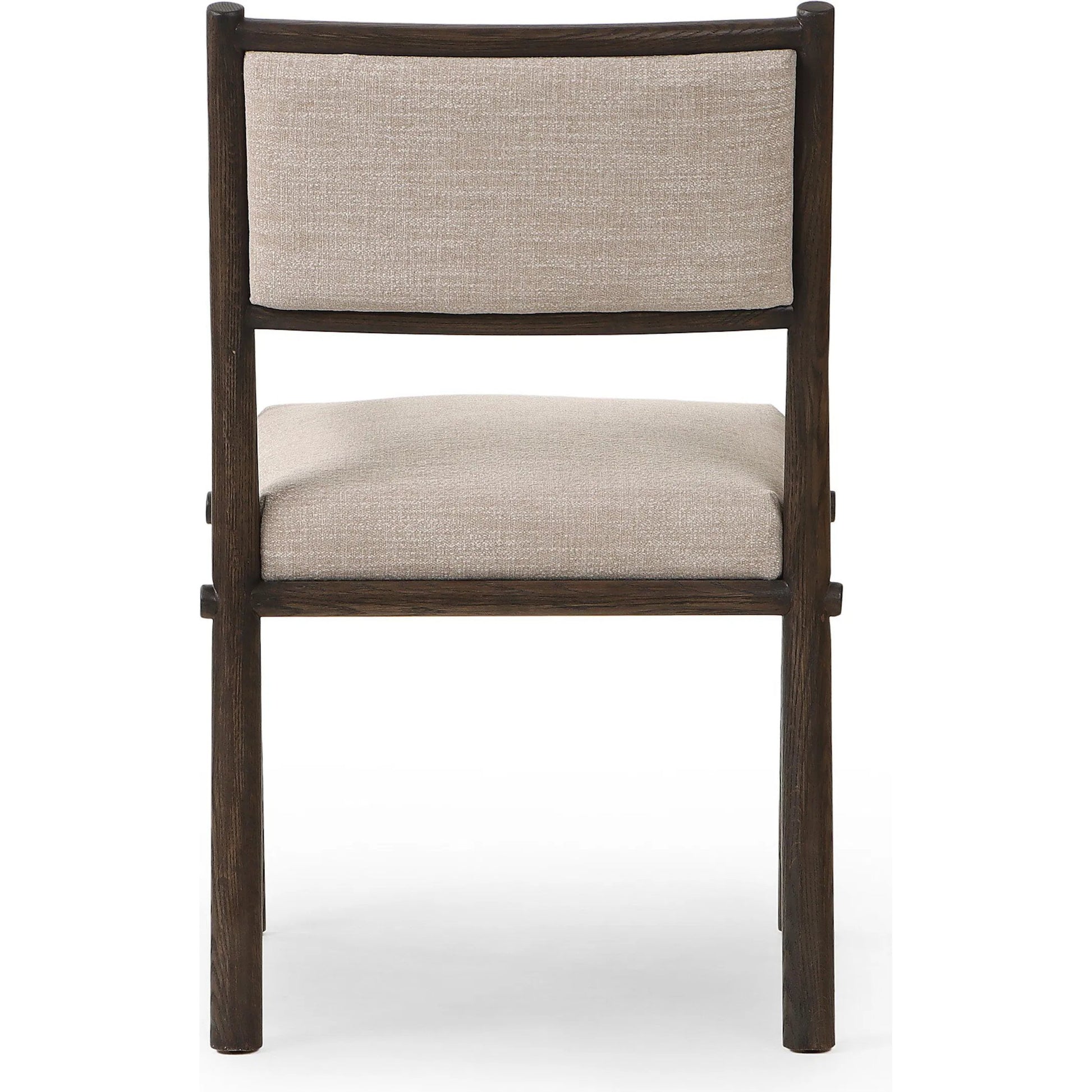 Akiro Dining Armchair by Four Hands in laken stone, warm oak. Made from 90% polyester, 10% viscose (rayon), solid oak in a unique style.