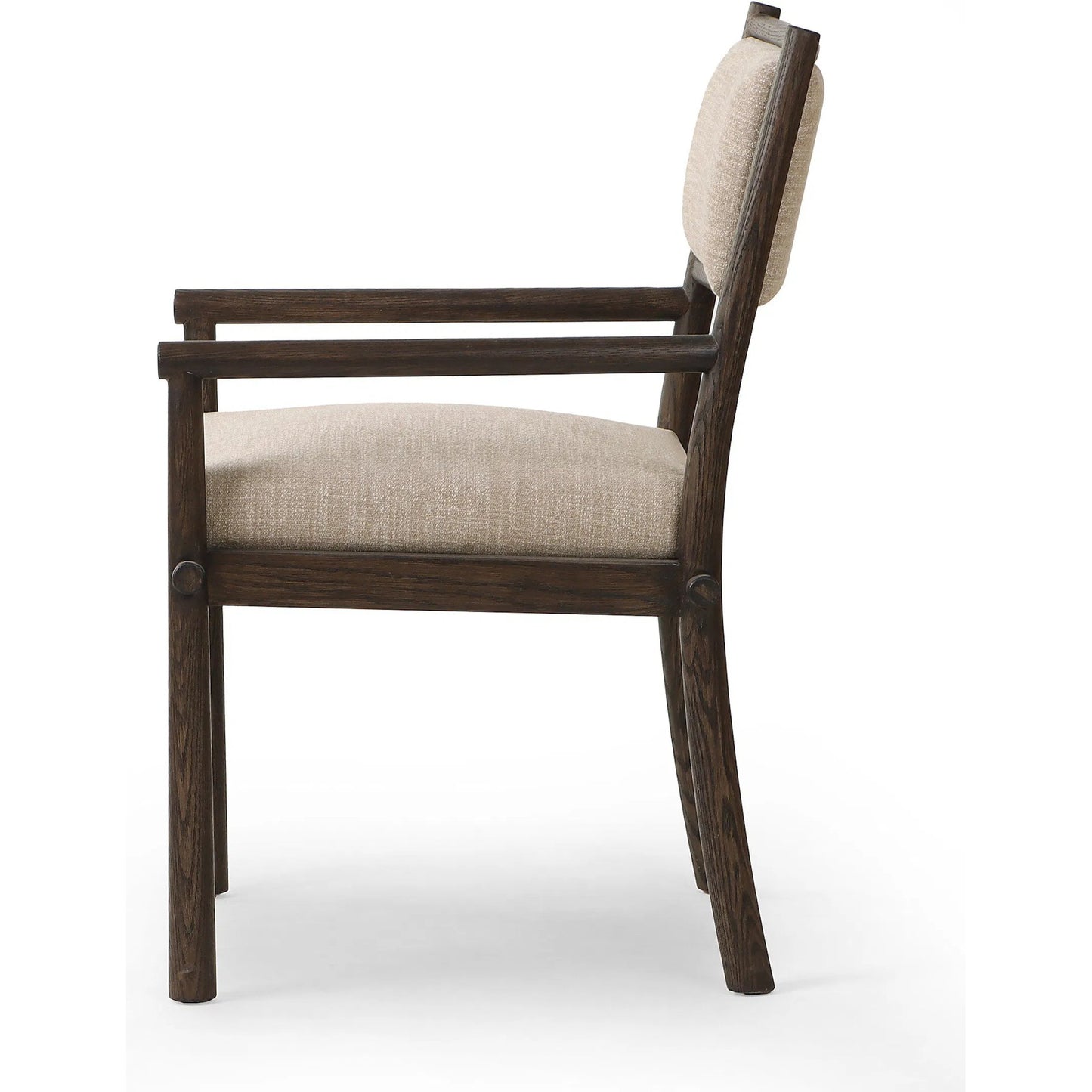 001 SI-2635254 | Additional Silo | Akiro Dining Armchair by Four Hands in laken stone, warm oak. Made from 90% polyester, 10% viscose (rayon), solid oak in a unique style.