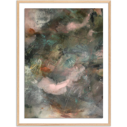 The Future Has an Ancient Heart by Allison Rohland by Four Hands. Made from vertical grain 1.5 white oak, watercolor paper in a modern style.