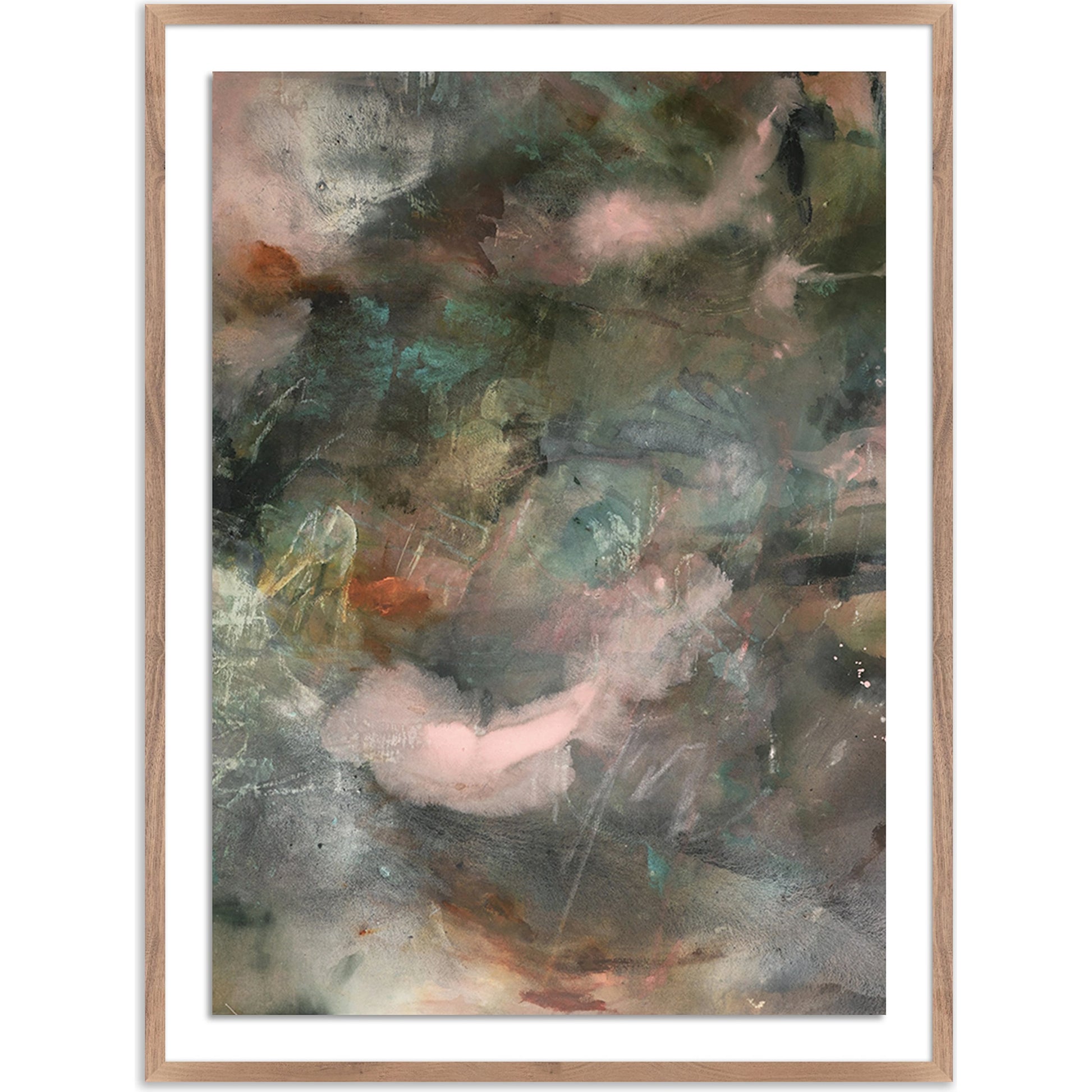 The Future Has an Ancient Heart by Allison Rohland by Four Hands. Made from vertical grain 1.5 white oak, watercolor paper in a modern style.