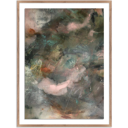 The Future Has an Ancient Heart by Allison Rohland by Four Hands. Made from vertical grain 1.5 white oak, watercolor paper in a modern style.