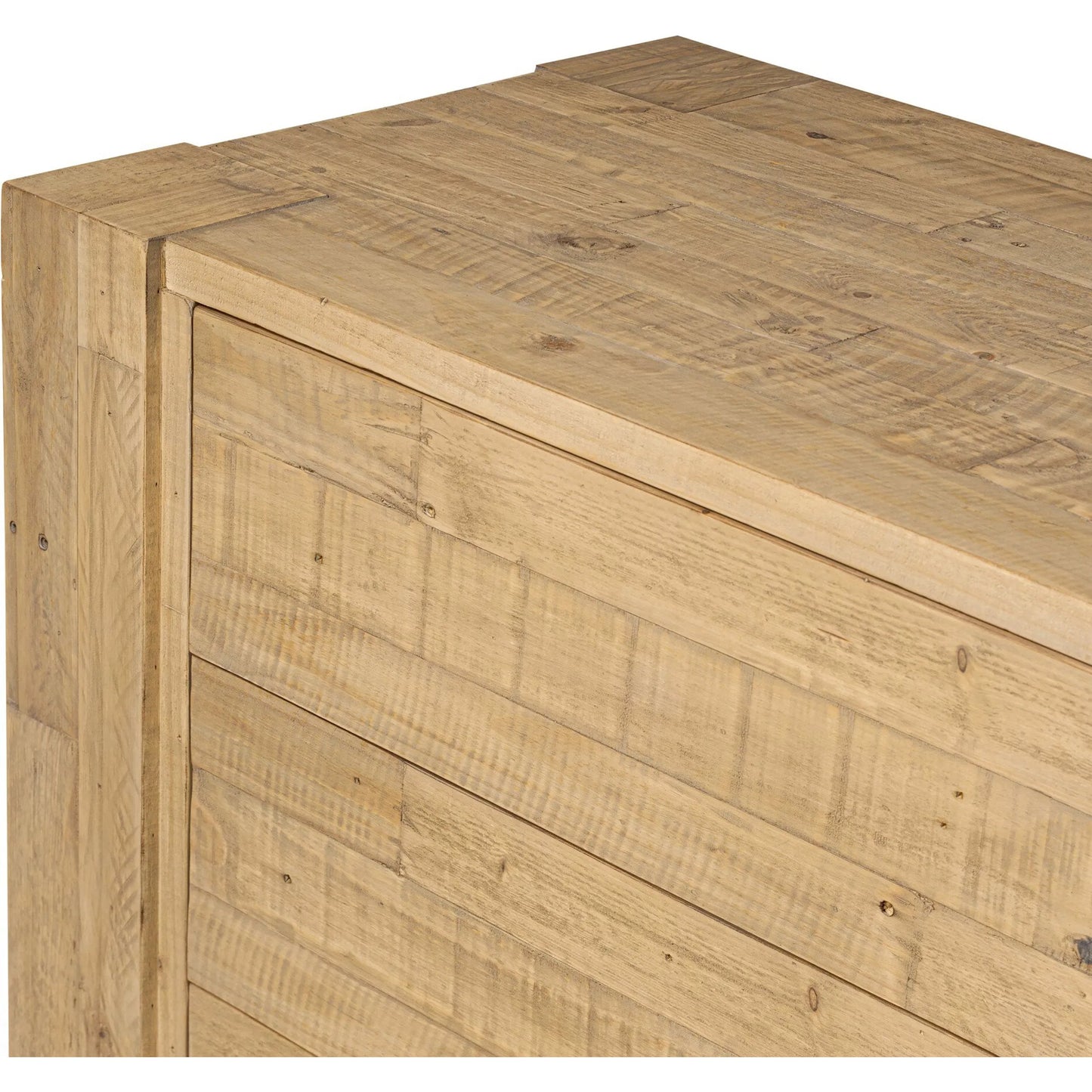 005 SI-2635340 | Closeup | Perot 6 Drawer Dresser by Four Hands in light blonde pine. Made from solid reclaimed pine in a unique style.