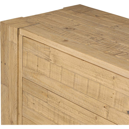 Perot 6 Drawer Dresser by Four Hands in light blonde pine. Made from solid reclaimed pine in a unique style.