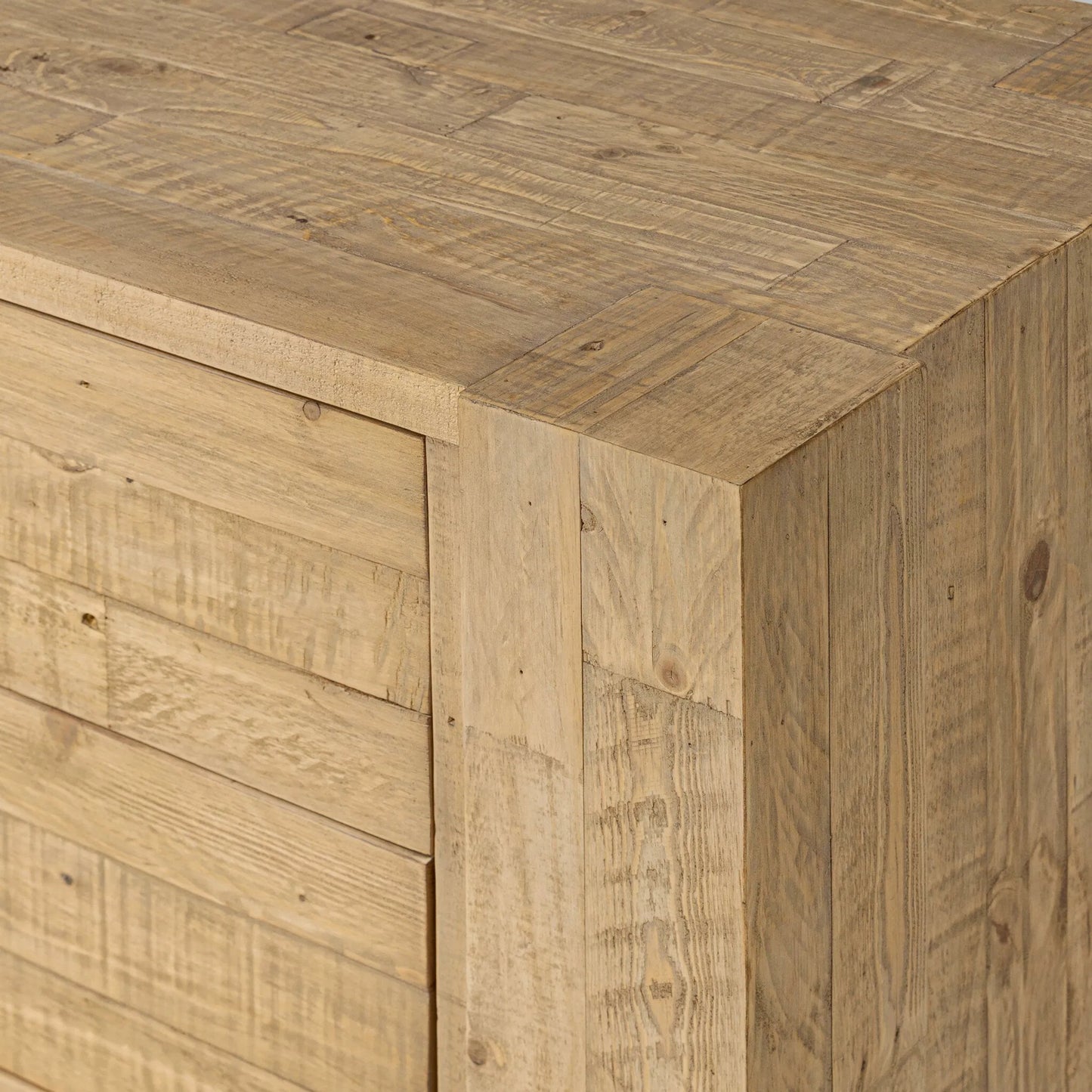 006 SI-2635340 | Closeup | Perot 6 Drawer Dresser by Four Hands in light blonde pine. Made from solid reclaimed pine in a unique style.
