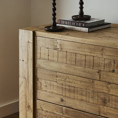 Perot 6 Drawer Dresser by Four Hands in light blonde pine. Made from solid reclaimed pine in a unique style.