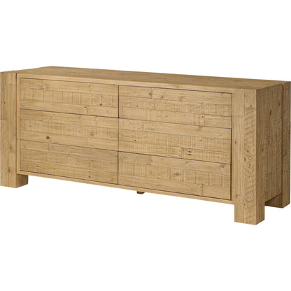 Perot 6 Drawer Dresser by Four Hands in light blonde pine. Made from solid reclaimed pine in a unique style.