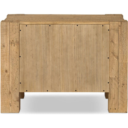 Perot Nightstand by Four Hands in light blonde pine. Made from solid reclaimed pine in a unique style.