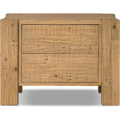 Perot Nightstand by Four Hands in light blonde pine. Made from solid reclaimed pine in a unique style.