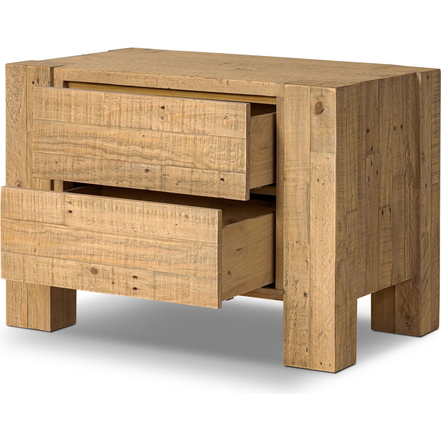 007 SI-2635342 | Closeup | Perot Nightstand by Four Hands in light blonde pine. Made from solid reclaimed pine in a unique style.