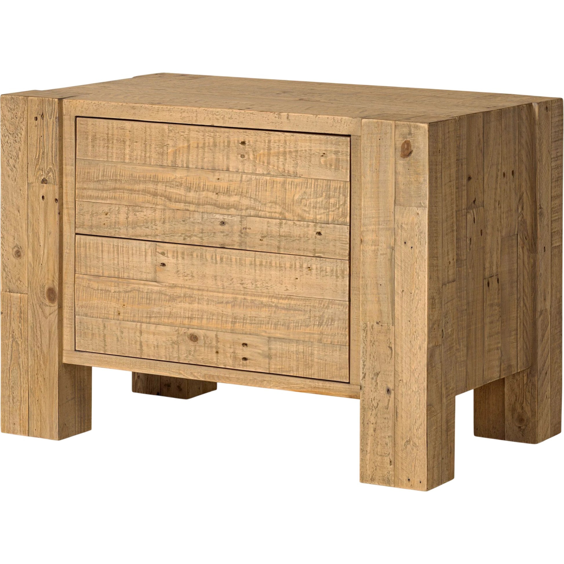 Perot Nightstand by Four Hands in light blonde pine. Made from solid reclaimed pine in a unique style.