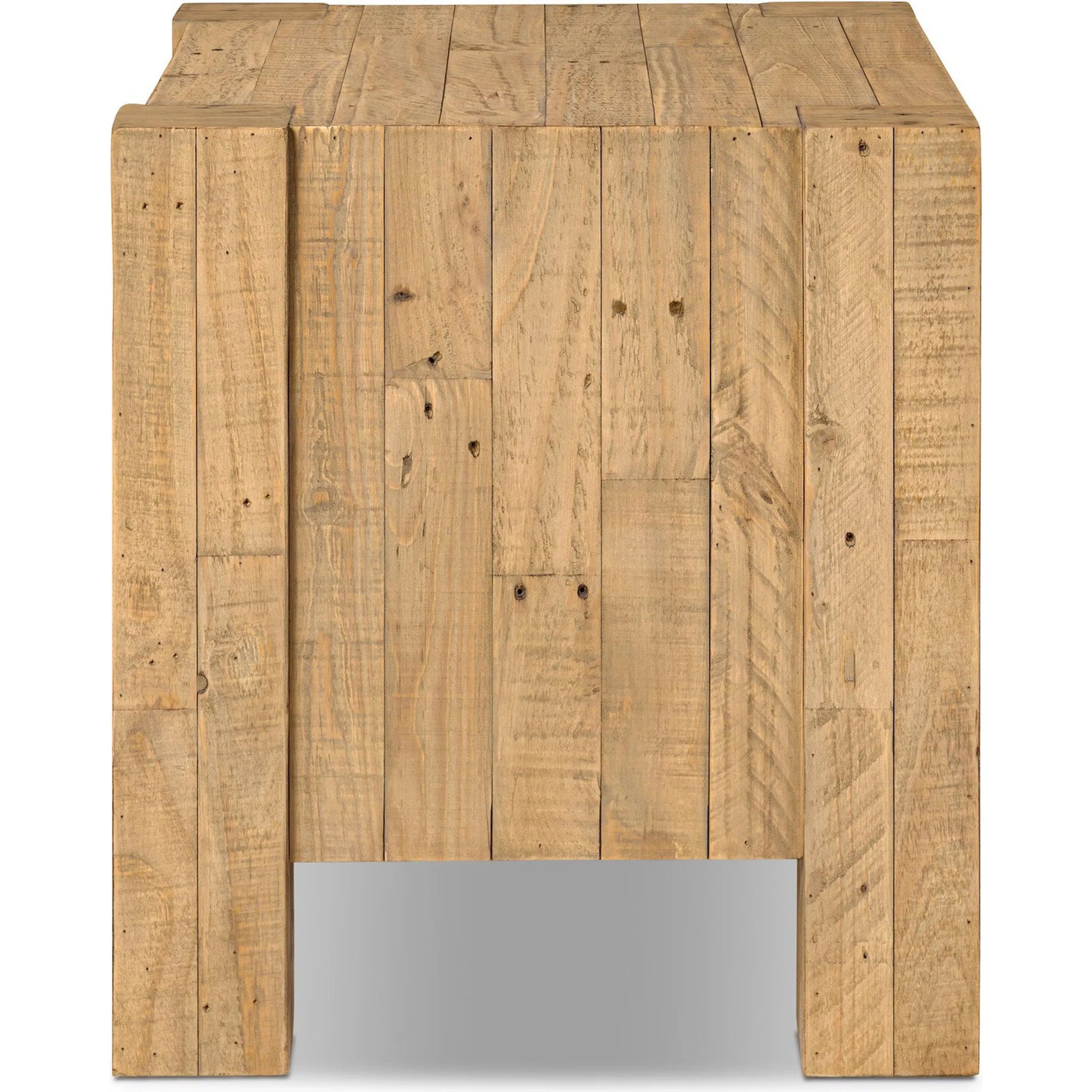 Perot Nightstand by Four Hands in light blonde pine. Made from solid reclaimed pine in a unique style.