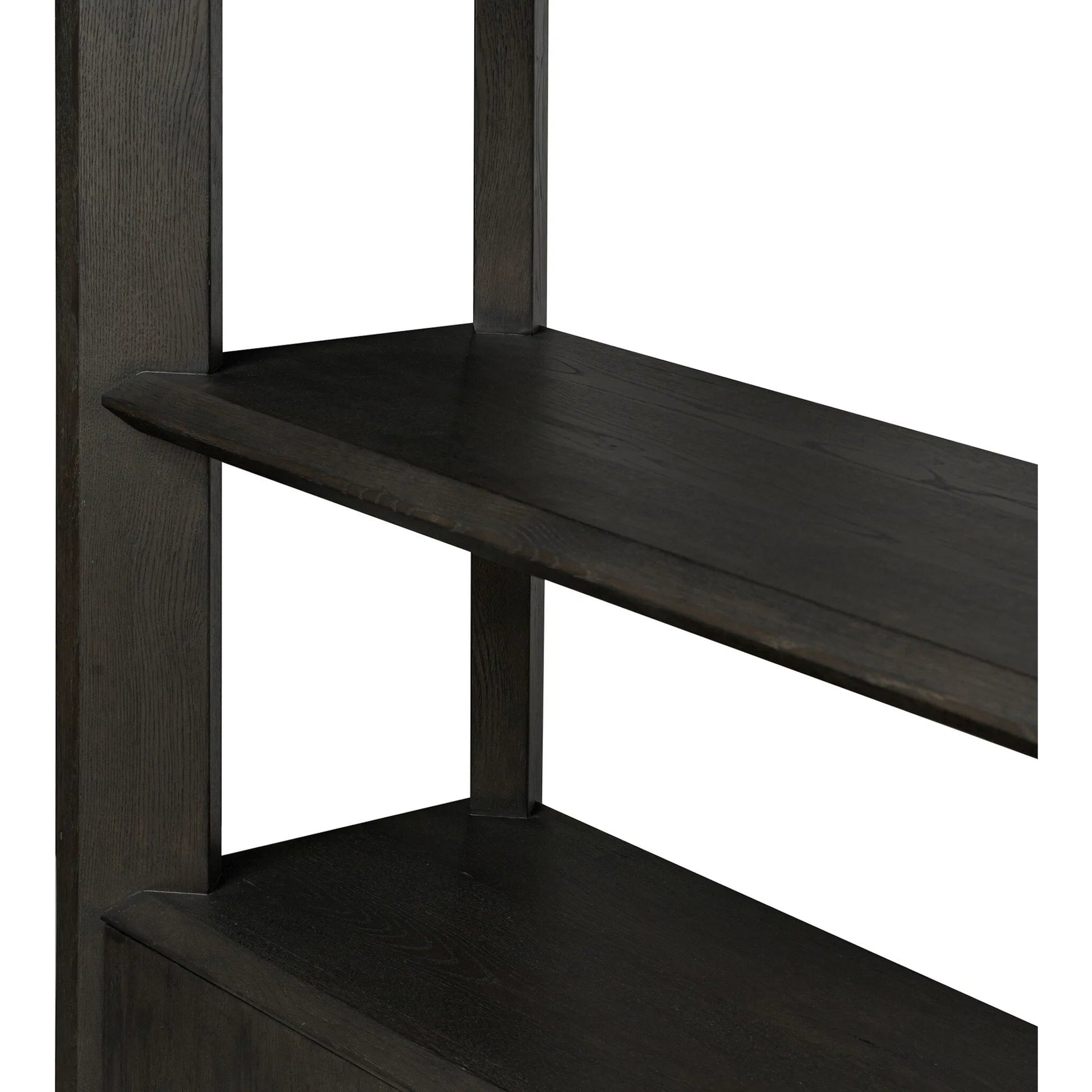 Orwin Wide Bookshelf by Four Hands in worn oak, worn oak veneer. Made from solid oak, oak veneer in a transitional style.