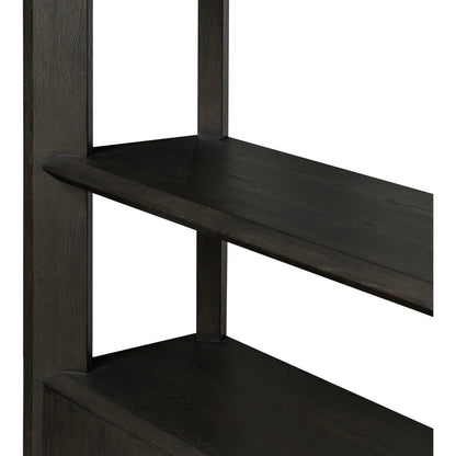 Orwin Wide Bookshelf by Four Hands in worn oak, worn oak veneer. Made from solid oak, oak veneer in a transitional style.