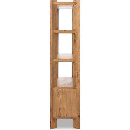 Orwin Wide Bookshelf by Four Hands in worn oak, worn oak veneer. Made from solid oak, oak veneer in a transitional style.