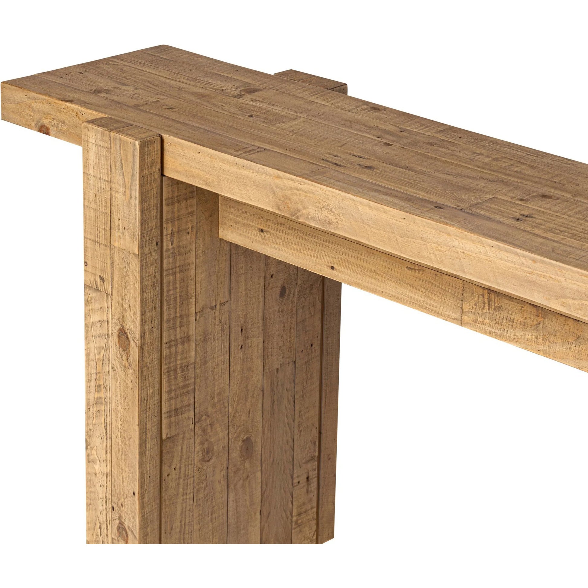 Perot Console Table by Four Hands in light blonde pine. Made from solid reclaimed pine in a unique style.
