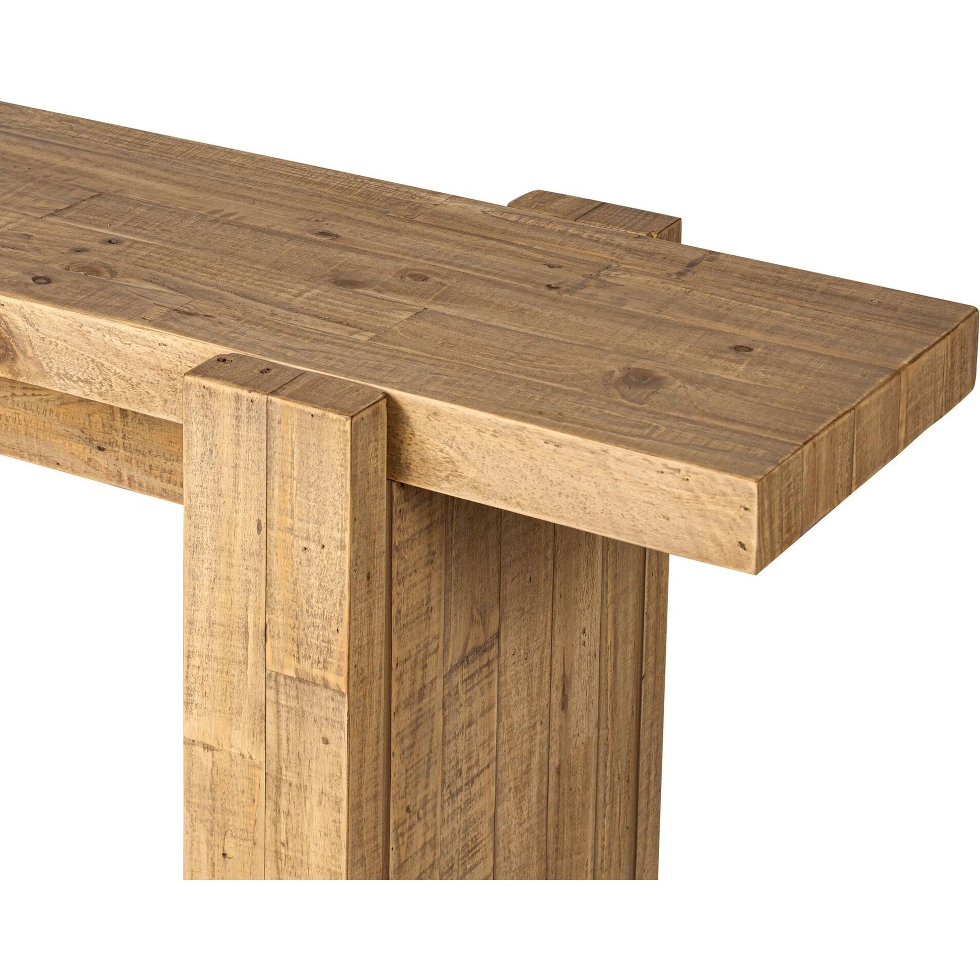 Perot Console Table by Four Hands in light blonde pine. Made from solid reclaimed pine in a unique style.