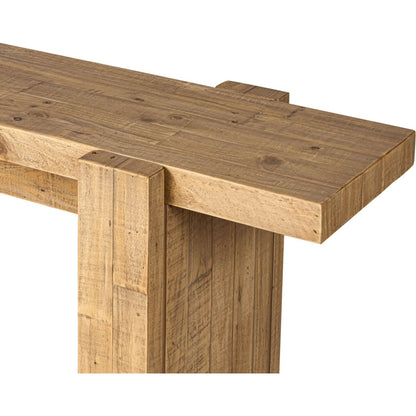 Perot Console Table by Four Hands in light blonde pine. Made from solid reclaimed pine in a unique style.