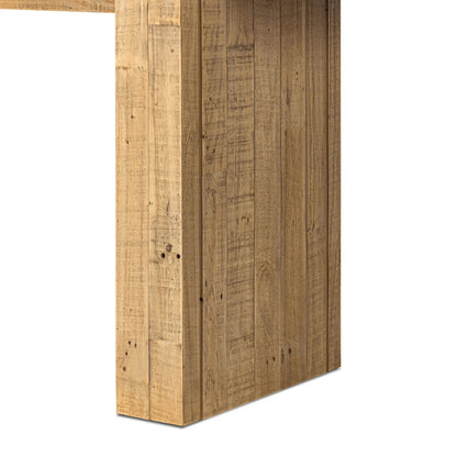 Perot Console Table by Four Hands in light blonde pine. Made from solid reclaimed pine in a unique style.