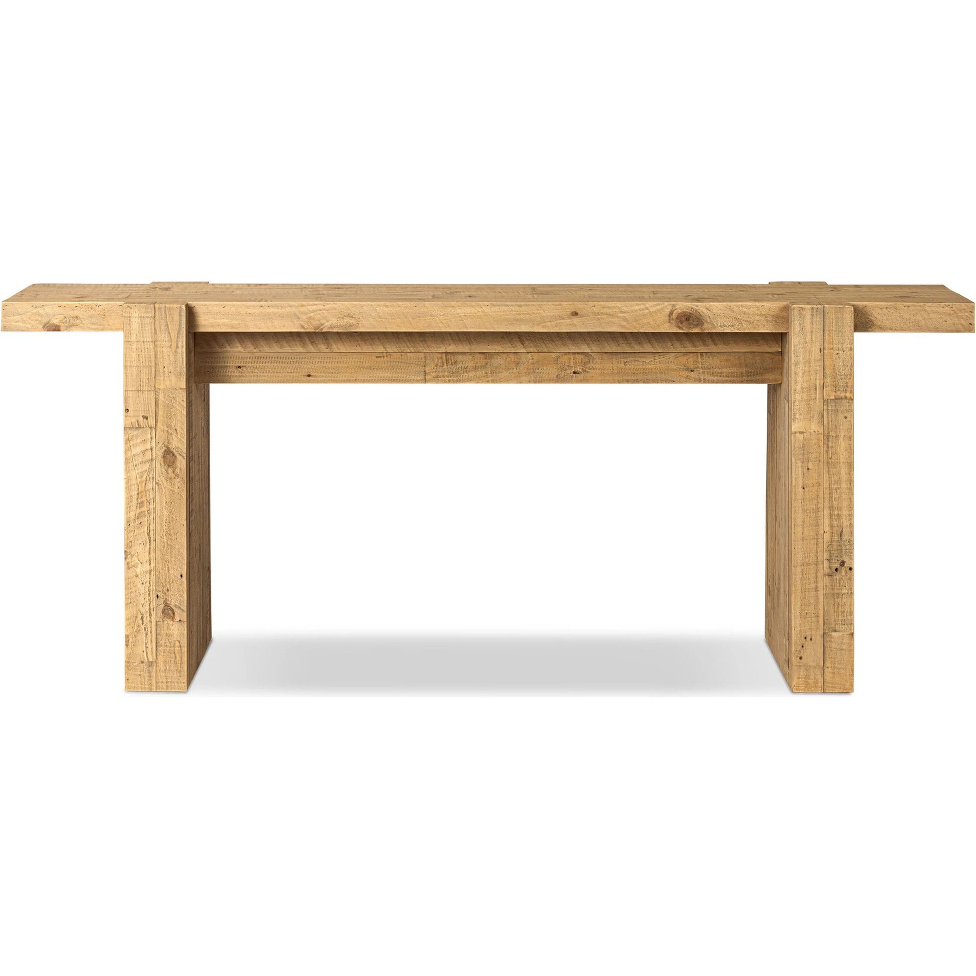 Perot Console Table by Four Hands in light blonde pine. Made from solid reclaimed pine in a unique style.