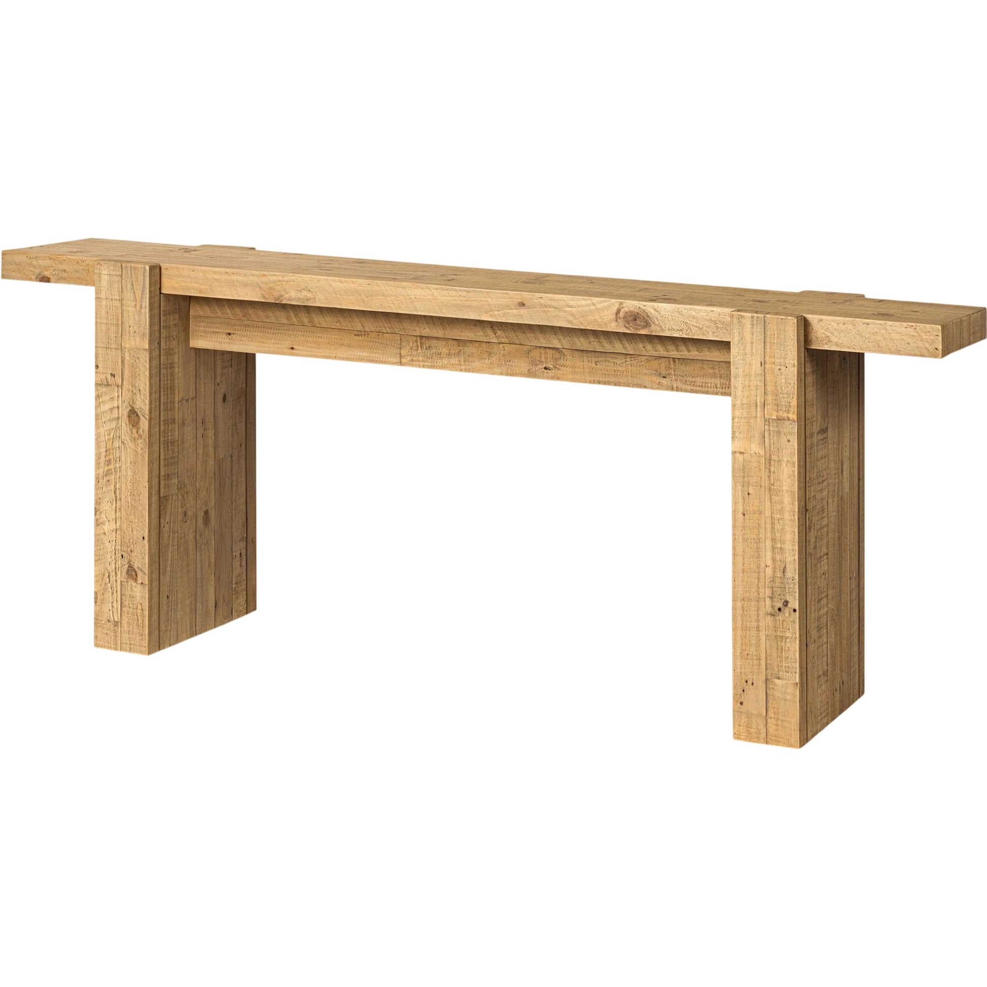 Perot Console Table by Four Hands in light blonde pine. Made from solid reclaimed pine in a unique style.