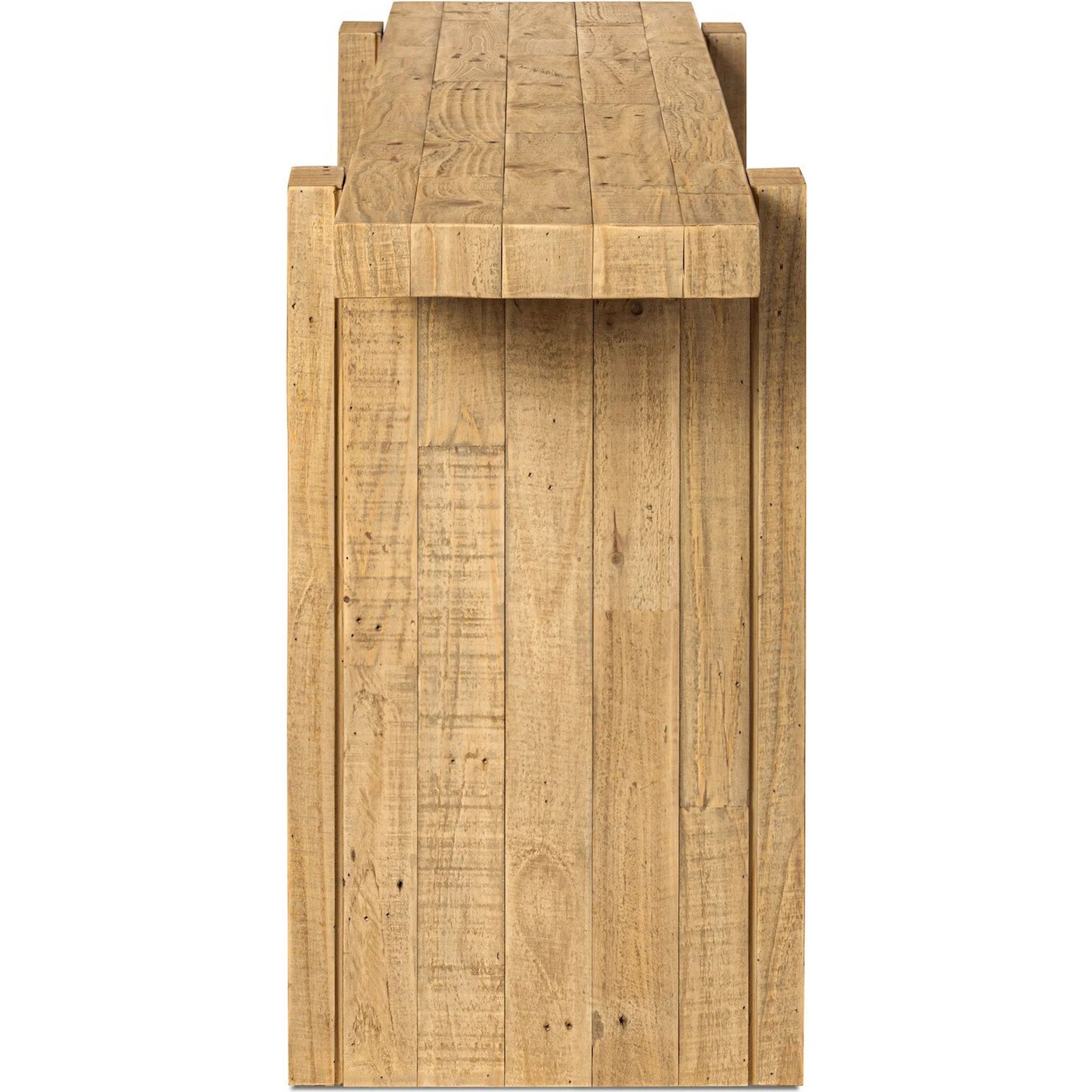 Perot Console Table by Four Hands in light blonde pine. Made from solid reclaimed pine in a unique style.