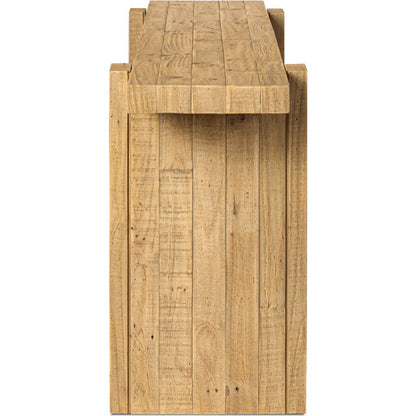 Perot Console Table by Four Hands in light blonde pine. Made from solid reclaimed pine in a unique style.
