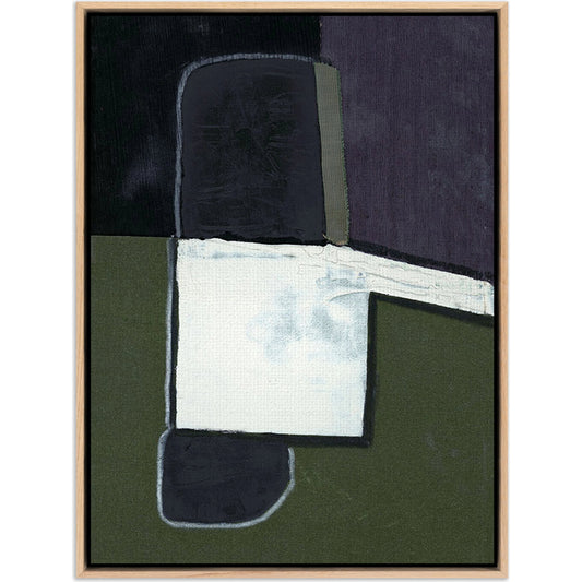 With Love IV by Raoul Morren by Four Hands in vertical grain white oak floater. Made from vertical grain white oak floater, matte canvas, gallery bracer in a modern style.