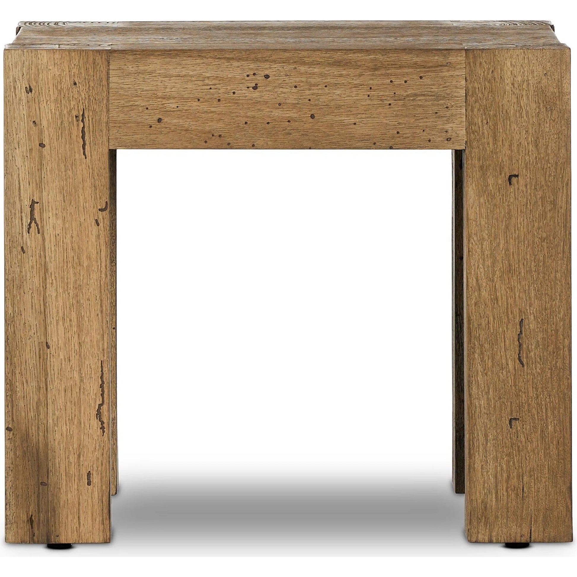 Abaso End Table by Four Hands. Made from thick oak veneer, engineered hardwood in a rustic style.