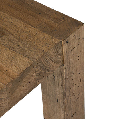 Abaso End Table by Four Hands. Made from thick oak veneer, engineered hardwood in a rustic style.