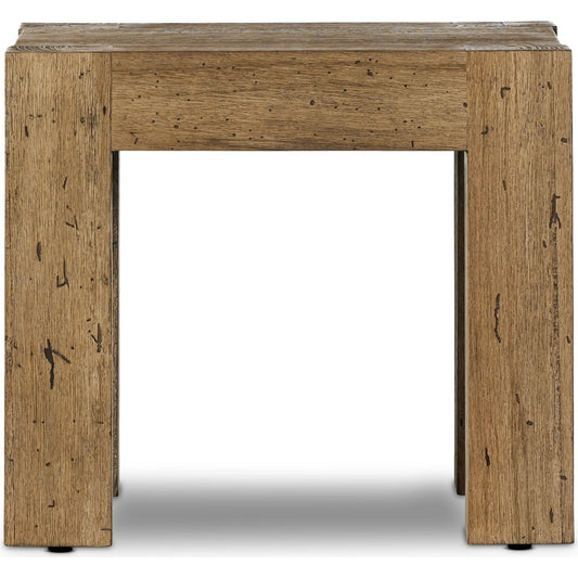 Abaso End Table by Four Hands. Made from thick oak veneer, engineered hardwood in a unique style.