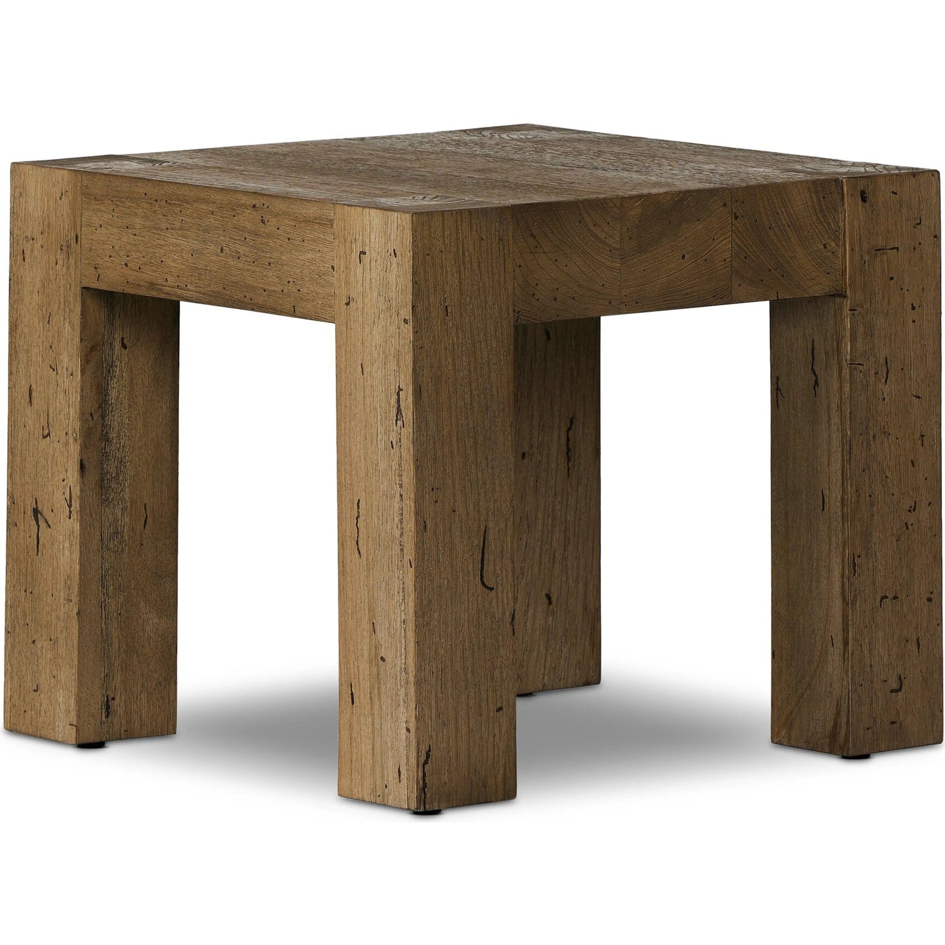 Abaso End Table by Four Hands. Made from thick oak veneer, engineered hardwood in a rustic style.