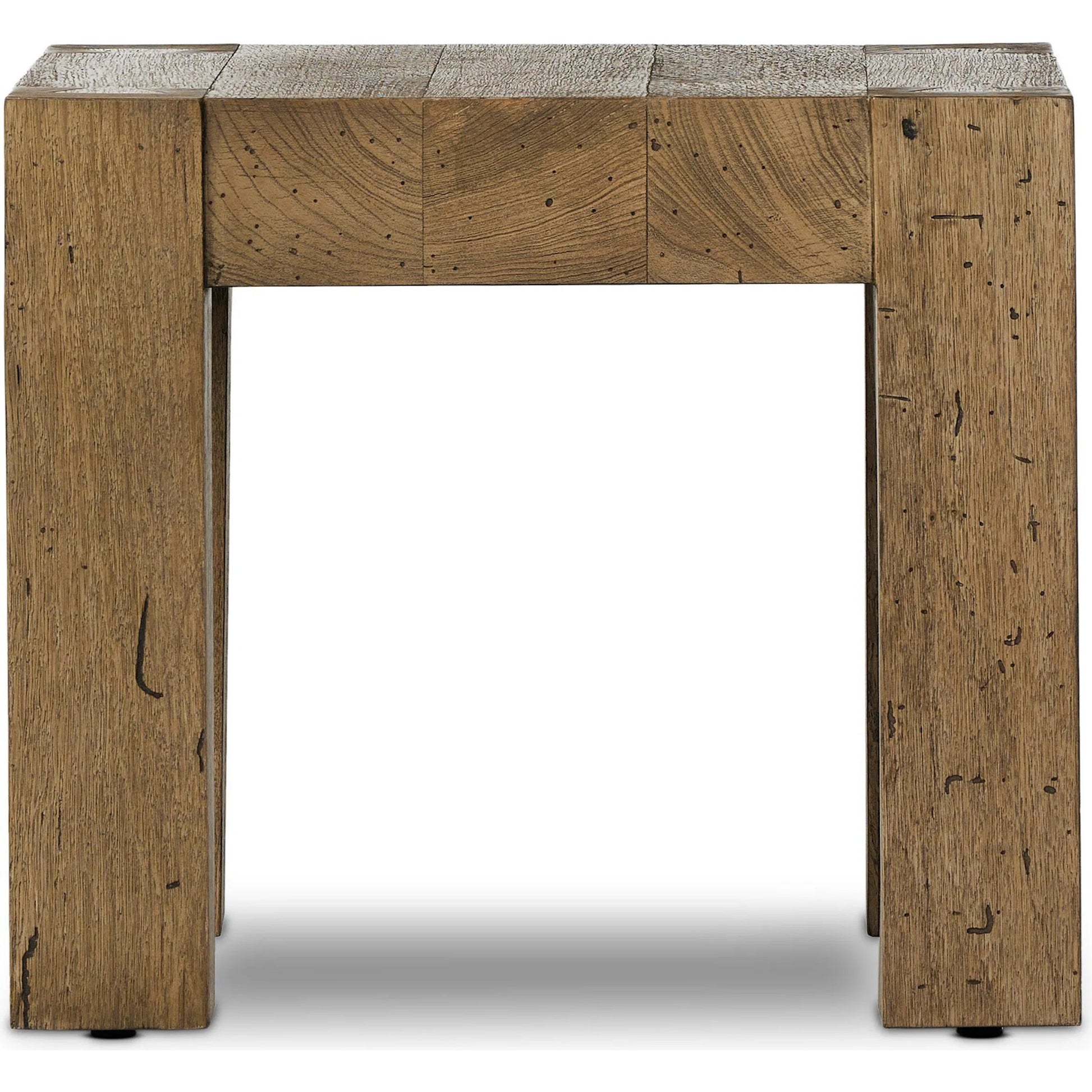 Abaso End Table by Four Hands. Made from thick oak veneer, engineered hardwood in a rustic style.