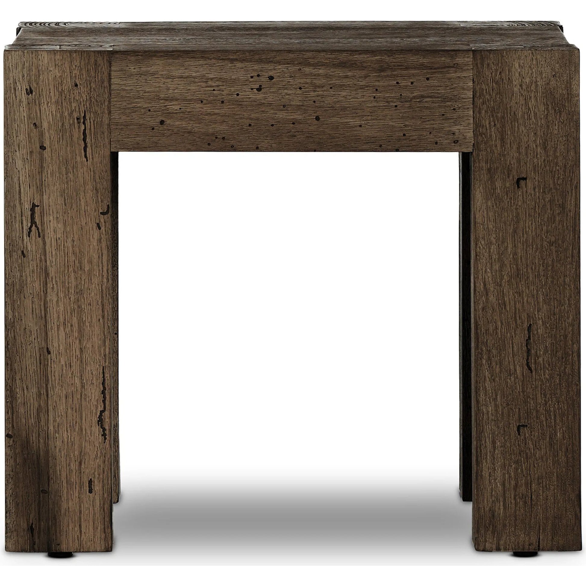 Abaso End Table by Four Hands. Made from thick oak veneer, engineered hardwood in a rustic style.