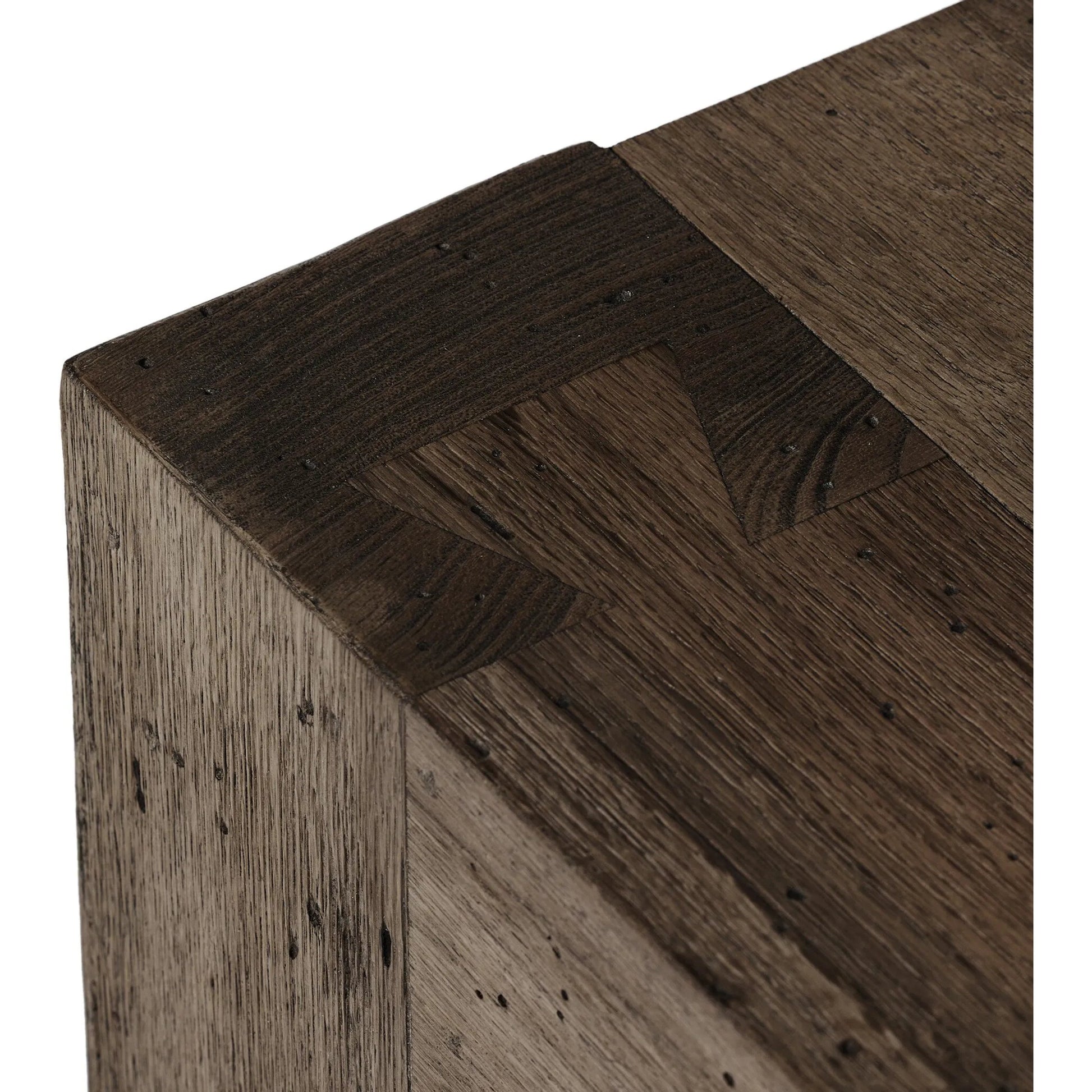 Abaso End Table by Four Hands. Made from thick oak veneer, engineered hardwood in a rustic style.
