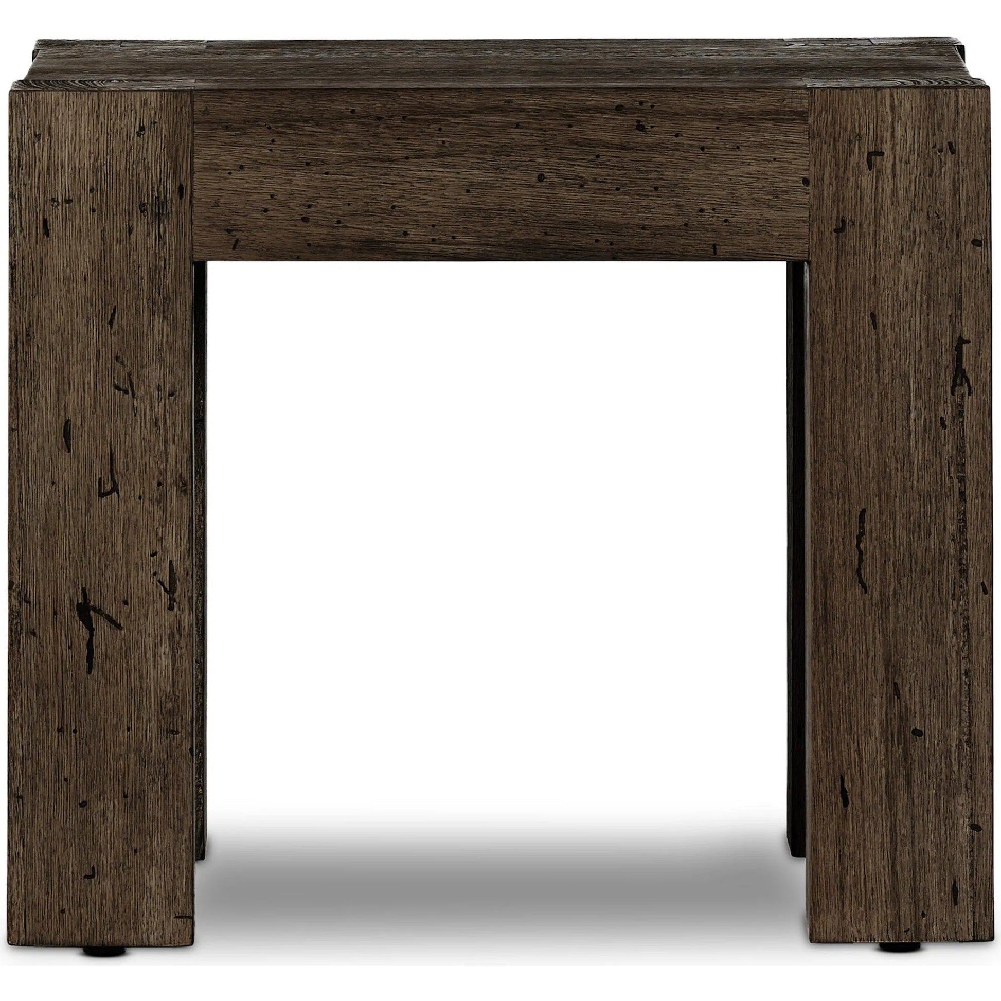 Abaso End Table by Four Hands. Made from thick oak veneer, engineered hardwood in a rustic style.