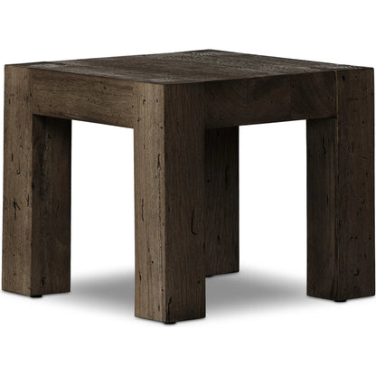 Abaso End Table by Four Hands. Made from thick oak veneer, engineered hardwood in a rustic style.