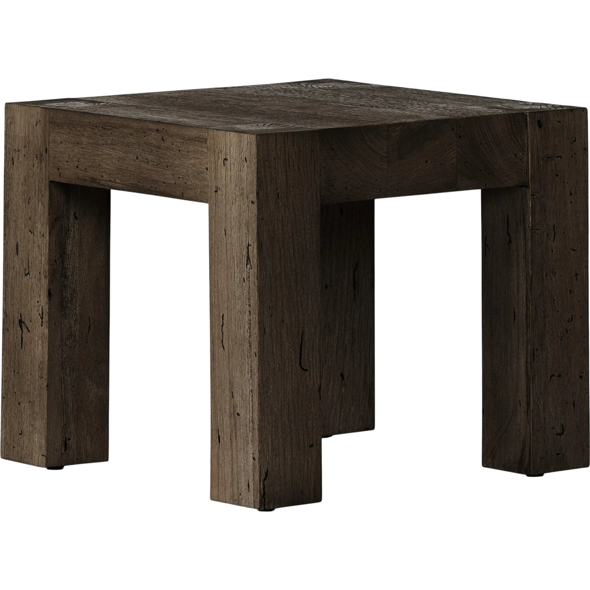 Abaso End Table by Four Hands. Made from thick oak veneer, engineered hardwood in a rustic style.