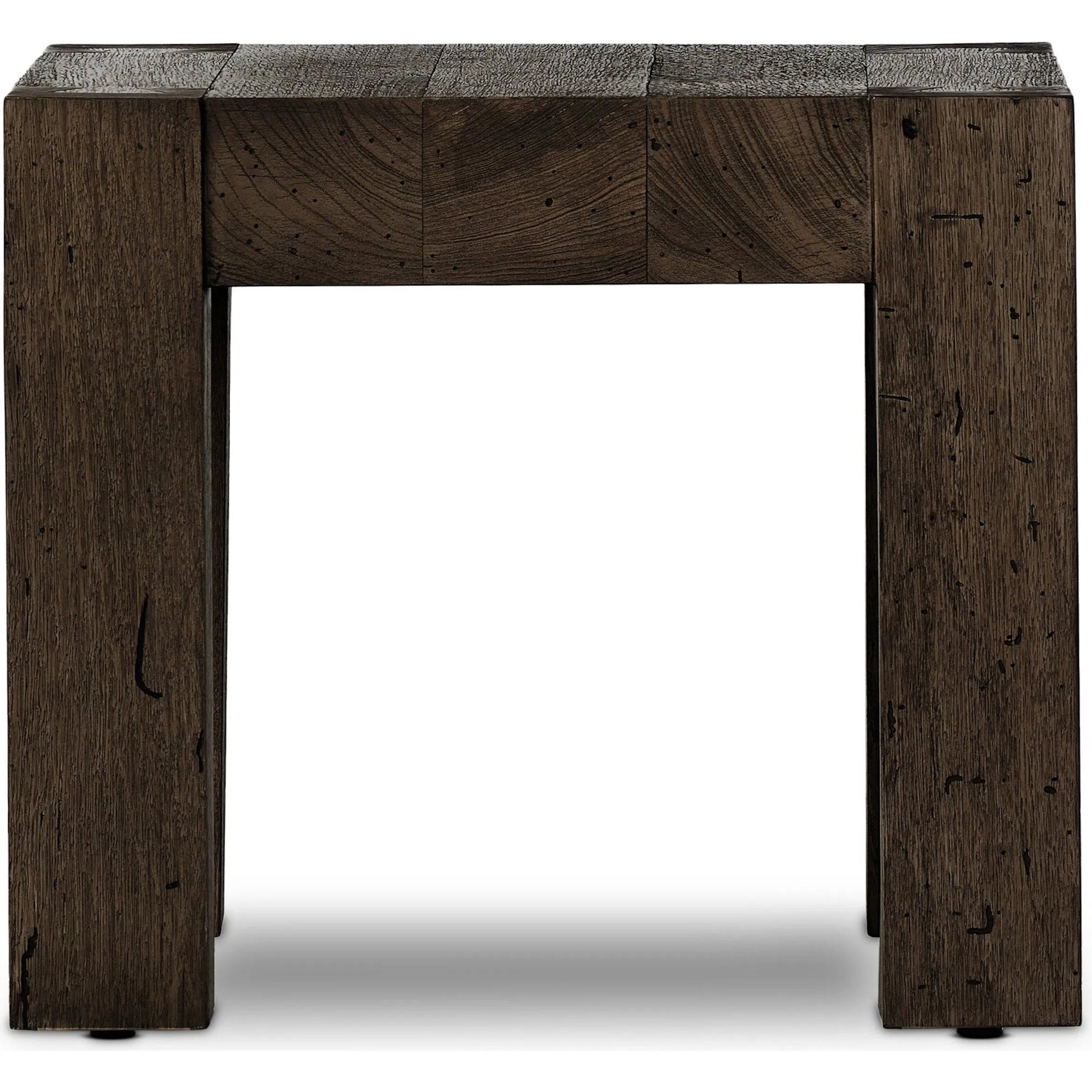 Abaso End Table by Four Hands. Made from thick oak veneer, engineered hardwood in a rustic style.